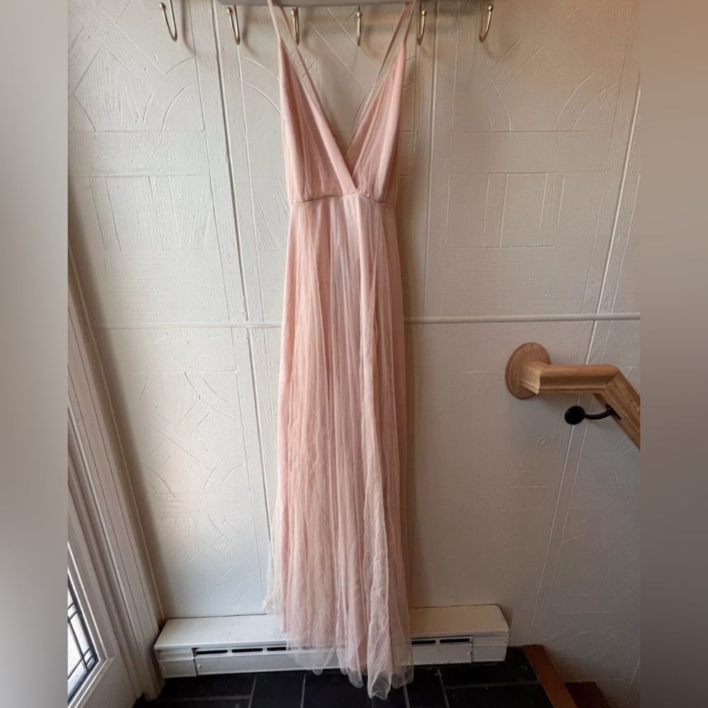 NWT Forever 21 long pink v neck strapo dress size Small